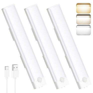 GOSCHE Under Cabinet Lights, 30 LED Wireless Under Cabinet Lighting USB Rechargeable Closet Light Set with Smart Motion Sensor Light Indoor-3 Pcs