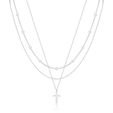 GOSFRY 14K Gold Herringbone Cross Necklace Paperclip Cuban Figaro Rope Satellite Chain Gold Choker Trendy Jewelry Gift