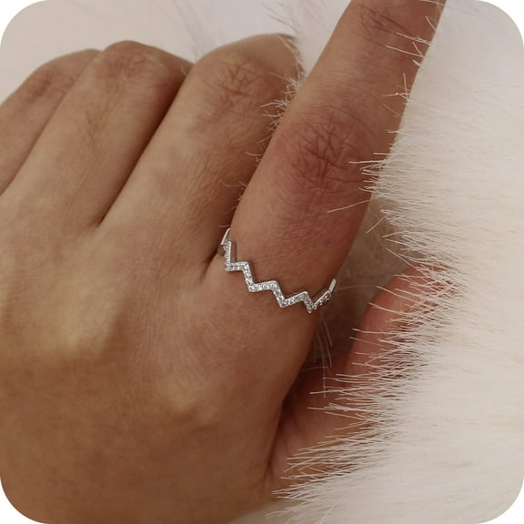 GOSFRY 14K Gold Plated Adjustable Opening Wave Pattern Ring Dainty  Highs And Lows Inspirational Ring for Women Jewelry Gift