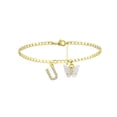 thumbnail image 1 of GOSFRY 14K Gold Plated Dainty Butterfly Initial Anklet Handmade Cuban Chain White Butterfly A-Z Alphabet Letter Initial Anklets Personalized Summer Beach Jewelry Gifts, 1 of 9