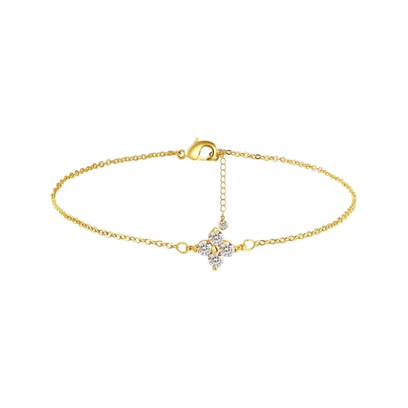 GOSFRY 14K Gold Plated Handmade Dainty Dot Four Leaf Clover Cute Thin Everyday Bracelets for Women