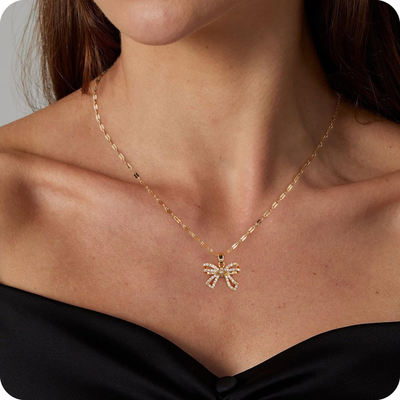 14K Gold Plated Paperclip Chain Necklace With Natural Gemstone Pendant - Unisex Statement Jewelry