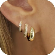 GOSFRY Gold Plated Huggie Hoop Earrings Lightweight Cubic Zirconia Stud Earrings Trendy Hypoallergenic Small Jewelry Gift