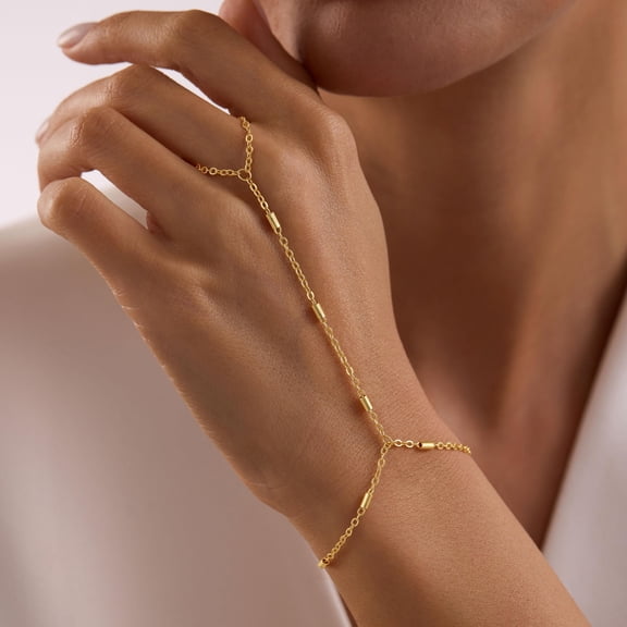 GOSFRY 14K Gold-Plated Hand Chain Bracelet for Women, Dainty Hypoallergenic Ideal Jewelry Gift