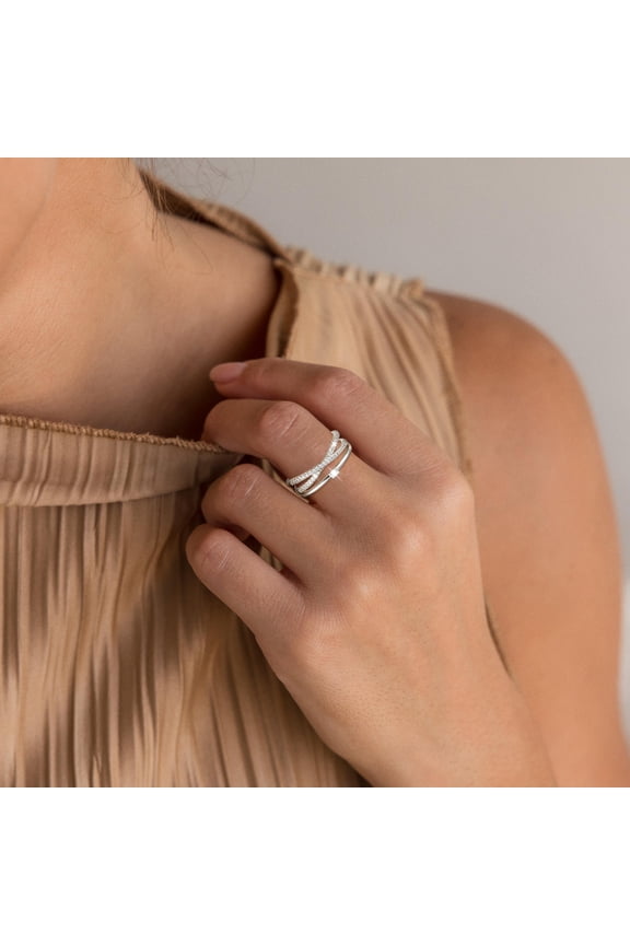 14K Gold/Sterling Silver Plated Rings for Women Non Tarnish,Open CZ Dainty Stackable Rings Adjustable Promise Engagement Ring Gift for Her