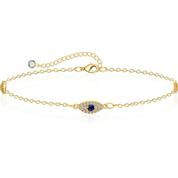 GOSFRY Anklets for Women 14K Real Gold/Silver Plated Waterproof Devil's Eye Anklet Set Adjustable Dainty Cute Summer Beach Jewelry Gift