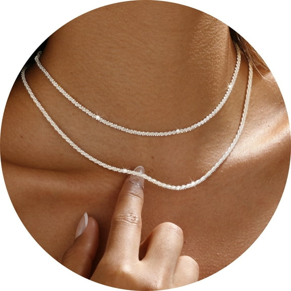 GOSFRY Silver Plated Multi layered Twisted Rope Chain Glittering Necklace Pendant Chain Dainty Fashionable Trendy Jewelry Piece