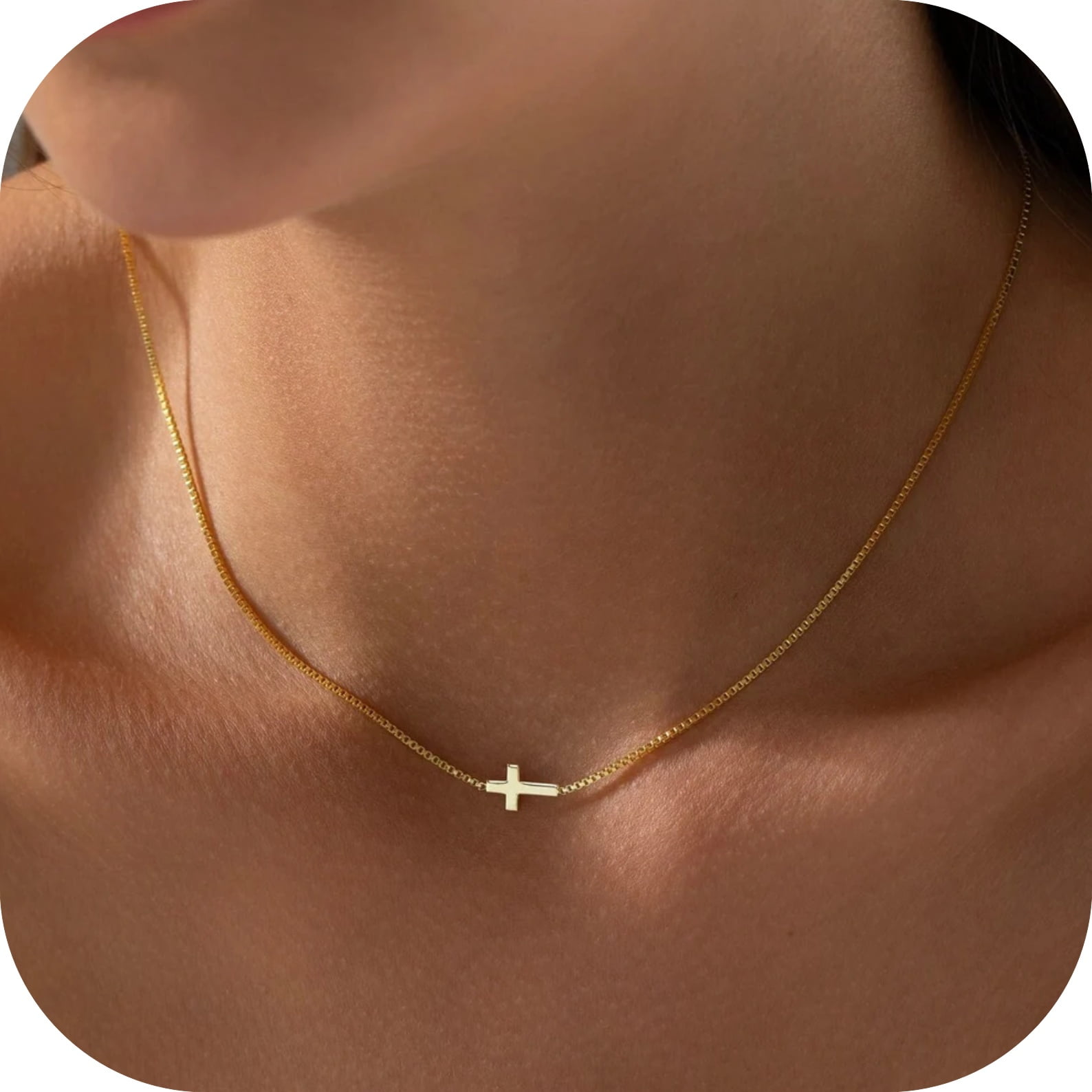 GOSFRY Gold Plated Cross Necklace for Women Dainty Small Cross