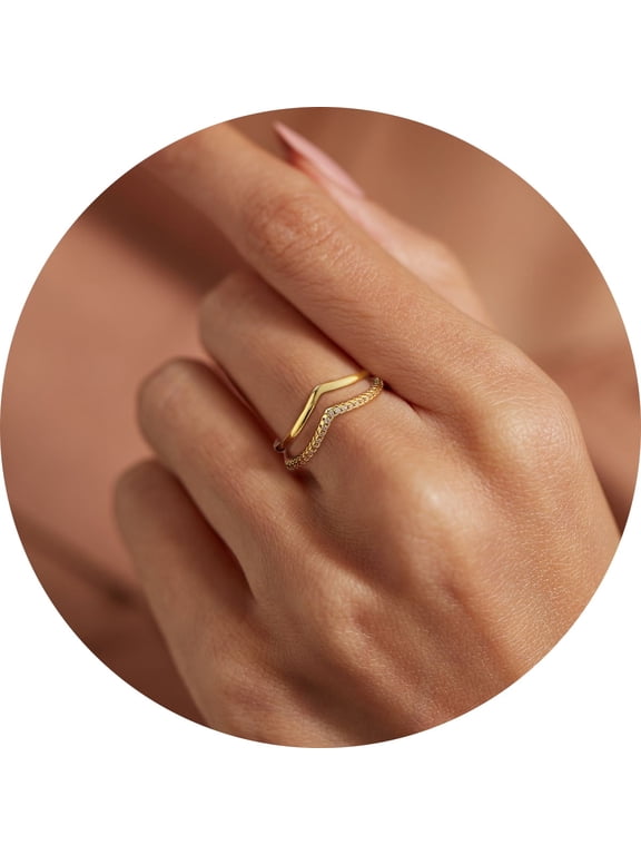 2PCS Rings for Women Non Tarnish Stackable Cubic Zirconia Thumb Chunky Promise Engagement Rings Size 6-10