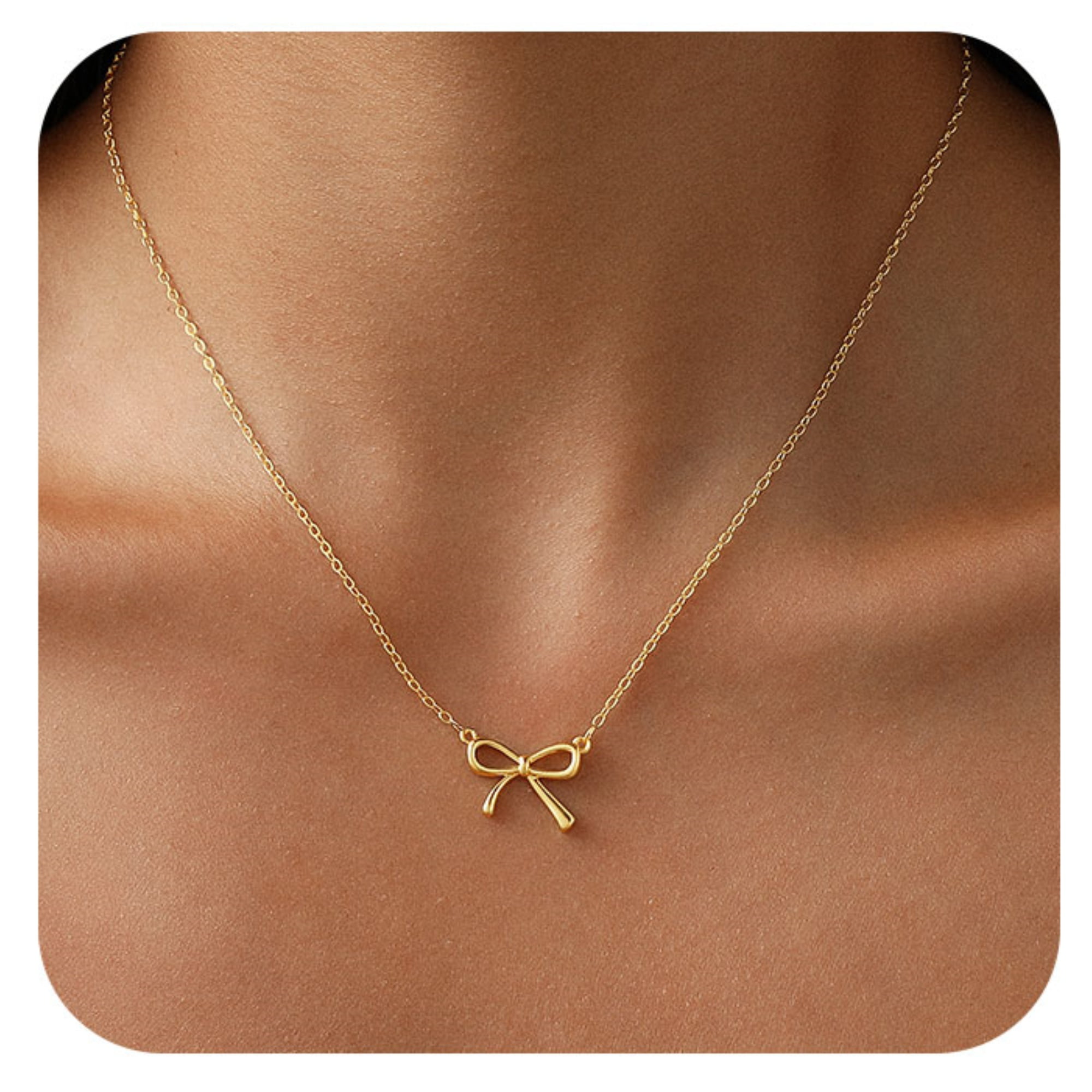GOSFRY Bow Necklace Layered Cute Small Exquisite Bow Shaped Pendant Trendy Accessory Daily Gatherings Travel Jewelry Gift for Others