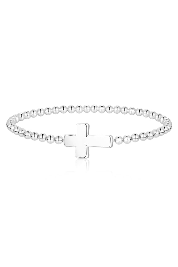 Bracelets for Women Cute Stretch Beaded Bracelets Dainty Paperclip Cross Bow Heart Charm Accessories Non Tarnish Jewelry Gifts