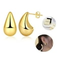 thumbnail image 1 of GOSFRY Chunky Teardrop Earrings Dupes 14K Gold/Silver Plated Lightweight Hypoallergenic Waterdrop Earrings Minimalist Jewelry Gift for Women, 1 of 9
