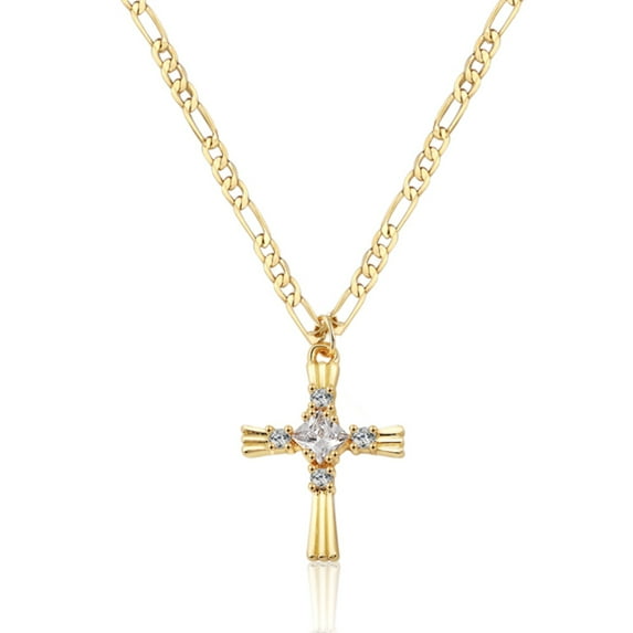 GOSFRY Cross Necklace for Women 14K Gold Plated Sideways Cross Necklace Set Dainty Simple Trendy Cute Cross Pendant Chain Faith Jewelry Gifts