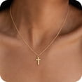 thumbnail image 1 of GOSFRY Gold Plated Cross Necklace for Women Simple Cross Pendant, Trendy Accessory Outfits Travel Jewelry Gifts, 1 of 9