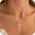 thumbnail image 1 of GOSFRY Cross Necklace for Women 14K Real Gold Silver Plated Dainty Simple Faith Jewelry Religious Minimalist Gift, 1 of 7