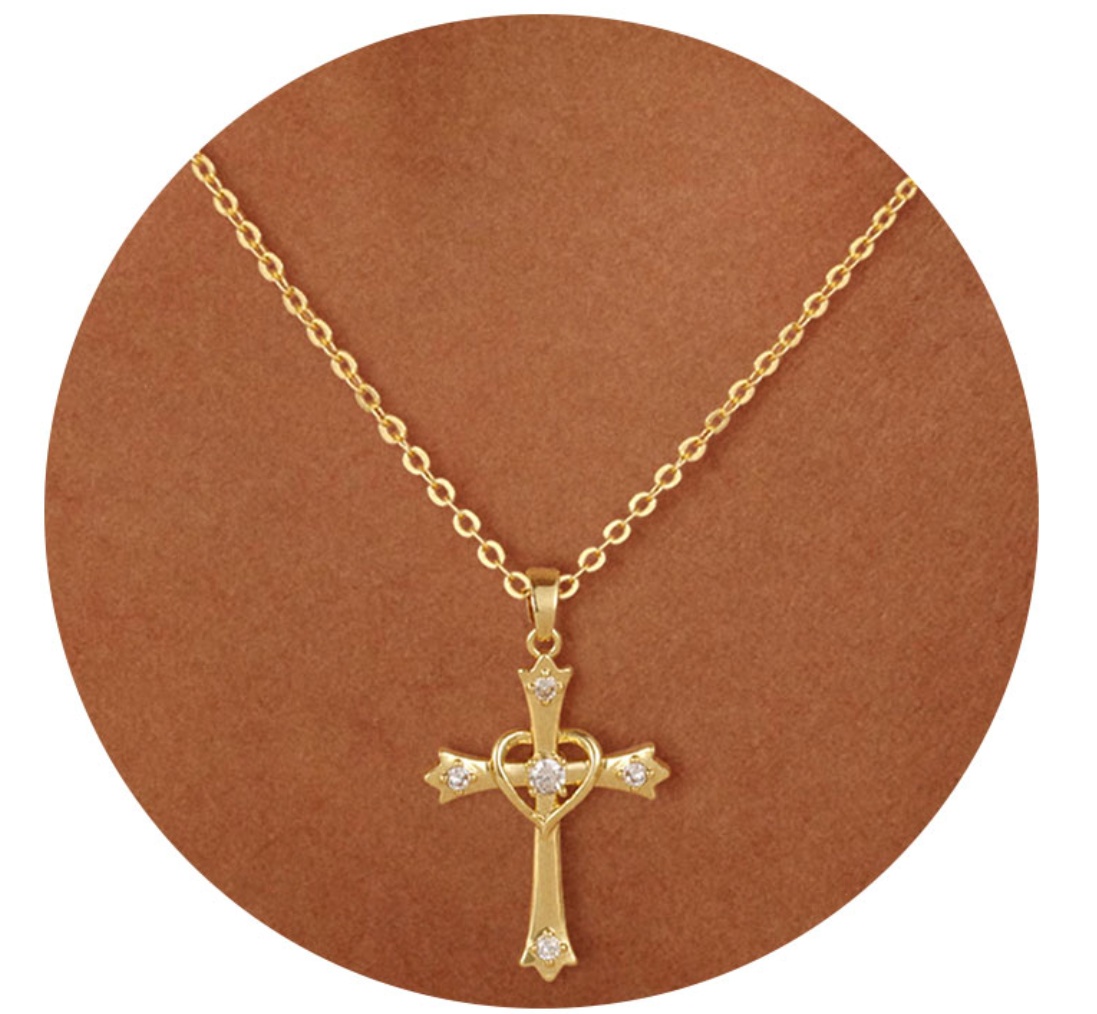 Cross Necklaces for Women Gold Plated Love Cross Chain Heart Pendant Everyday Jewelry Gifts for Women