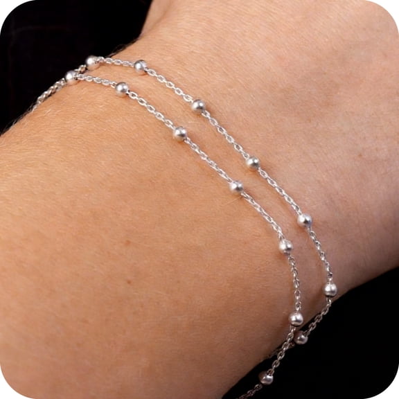 GOSFRY Dainty Bracelets for Women, Silver PlatingLayered Charms Bracelet Herringbone Satellite Beads Box Rope CZ Bracelet Adjustable Cuba Link Chain Bracelet Set Jewelry Gifts