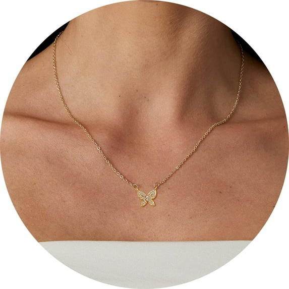 GOSFRY Dainty Butterfly Pendant Necklace for Women Zirconia Butterfly Exquisite Bow Shaped Pendant TrendyAccessory Daily Gatherings Travel Jewelry Gift for Others