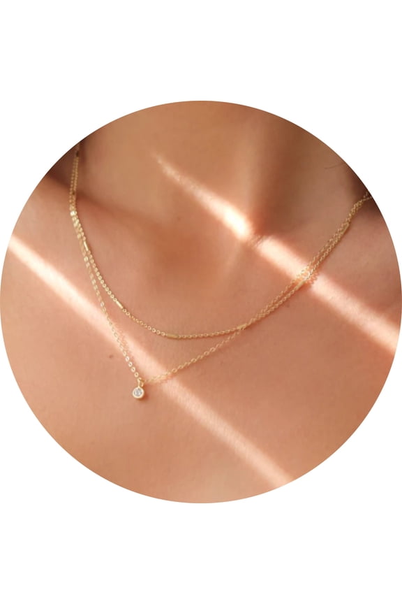 Gold Plated Layered Necklace for Women Exquisite Gold Plated Single Pendant Necklace Bride Bridesmaid Weeding Jewelry Gifts