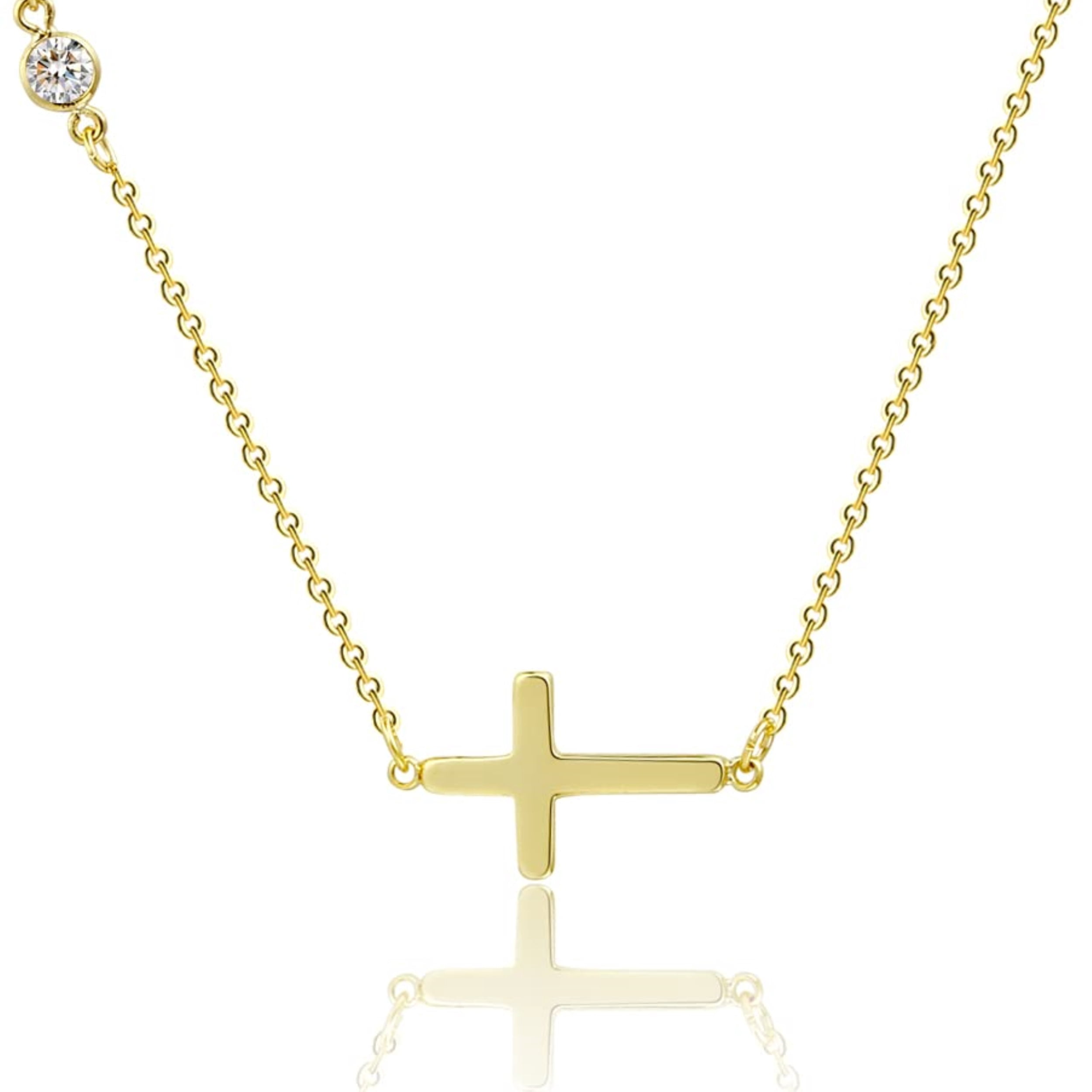 She's Classic Cross Drop Necklace, Gold main image 0