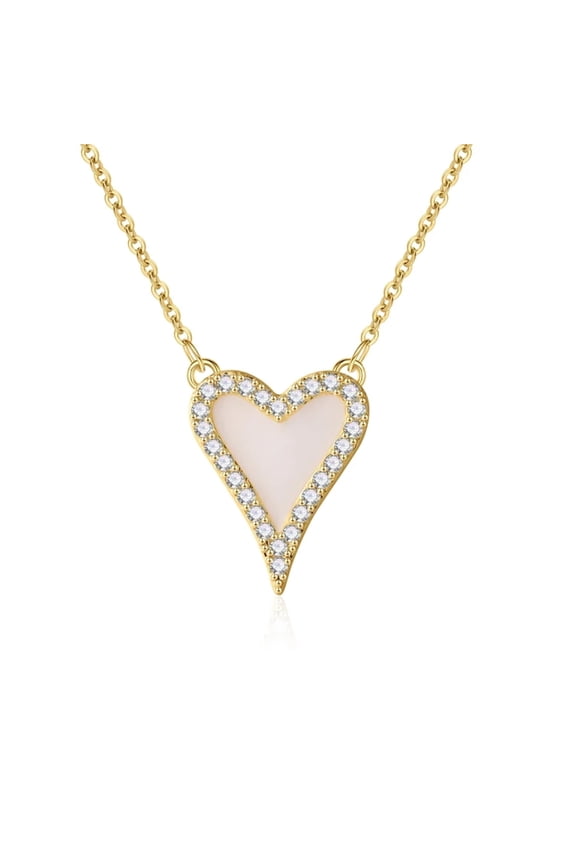 Necklace for Women Classic Individualized Colored Heart Zirconium Stone Paired Jewelry Gift Holidays Birthdays for Lovers Couples
