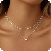 GOSFRY Cross Necklace for Women Dainty Cubic Zirconia Sideways Cross Necklace Simple Cute Layered Cross Pendant Satellite Chain Necklace Trendy Fashion Jewelry Gifts