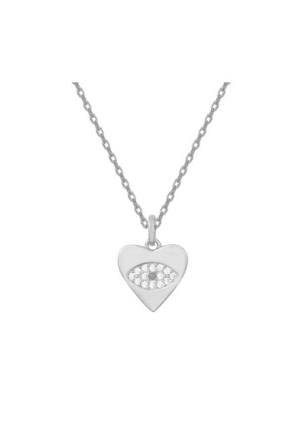 Evil Eye Necklace for Women 14K Real Silver Plated Heart Shaped Zirconium Stone Devil Eye Pendant Necklace Trendy Fashion Jewelry