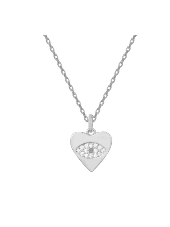 Evil Eye Necklace for Women 14K Real Silver Plated Heart Shaped Zirconium Stone Devil Eye Pendant Necklace Trendy Fashion Jewelry