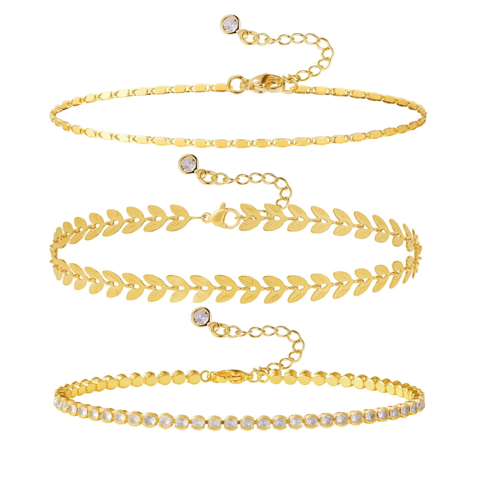 Fashion Multi-layer Waterproof Women's Adjustable Ankle Bracelet Gold And Silver Optional