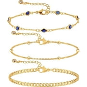 GOSFRY Gold Plated Bracelets for Women Layered Blue Zirconia Stacked Fashion Trend Jewelry Accessories