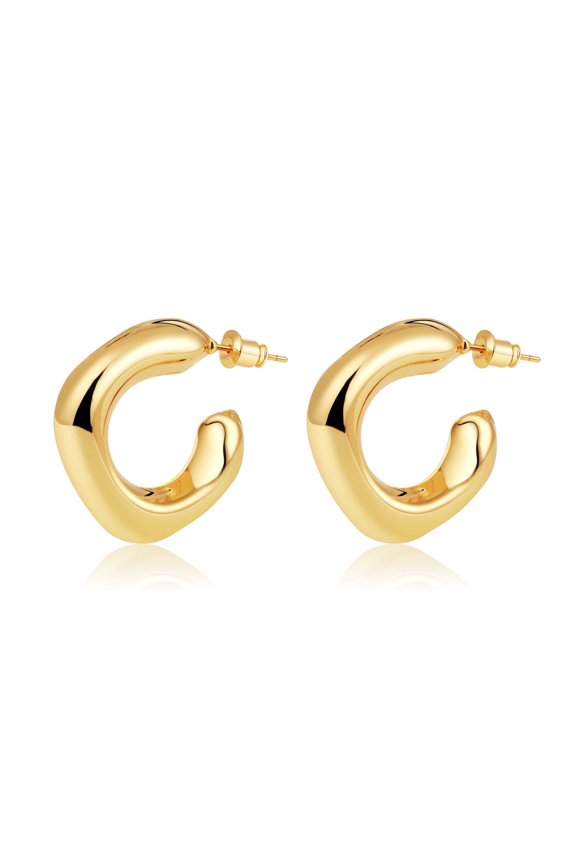 Gold Plated Geometric Earrings for Women Lightweight Hypoallergenic Earrings Small Round Stud Earrings Multiple Holes for Fashionable Jewelry