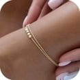 thumbnail image 1 of GOSFRY Gold Plated Layered Ankle Bracelets for Women Dainty Lightweight Featuring Five Square Dot Satellite Chains Summer Beach Jewelry Gifts, 1 of 7