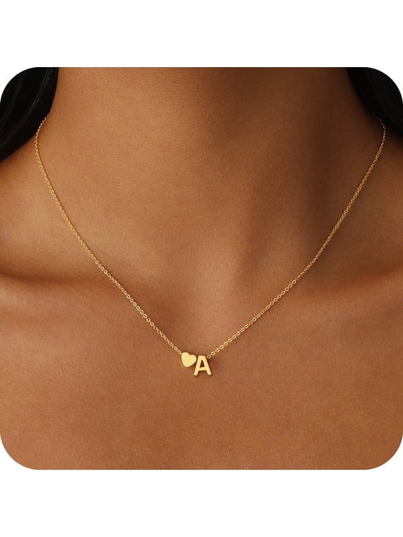 Initial Necklaces for Women 14K Gold Plated Heart Charm Letter A-Z Pendant Dainty Necklace Graduation Party Travel Festival Jewelry Gifts