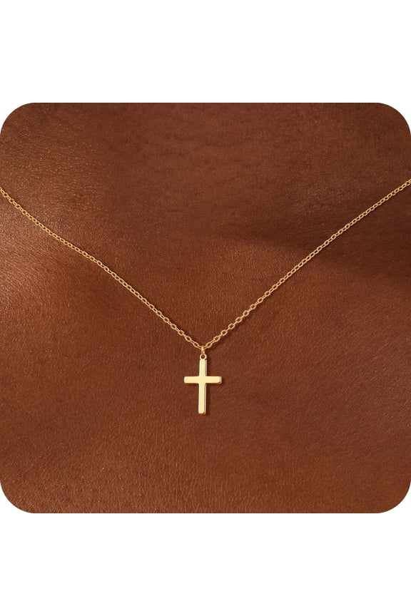 Cross Pendant Neckalce for Women 14K Gold/Silver Plated Crucifix Faith Necklaces Delicate Minimalist Jewelry Gift