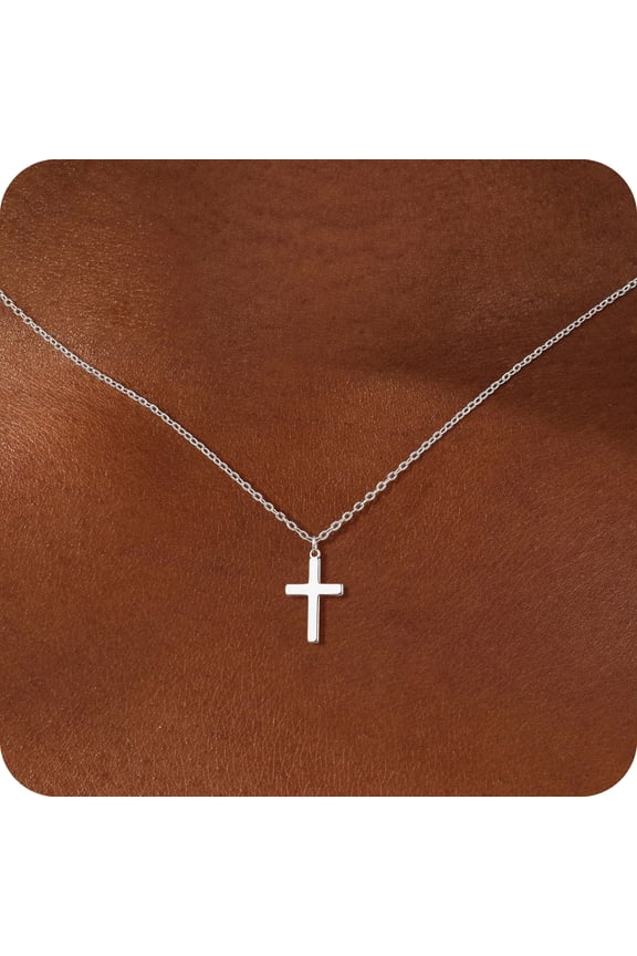 Cross Pendant Neckalce for Women 14K Silver Plated Crucifix Faith Necklaces Delicate Minimalist Jewelry Gift