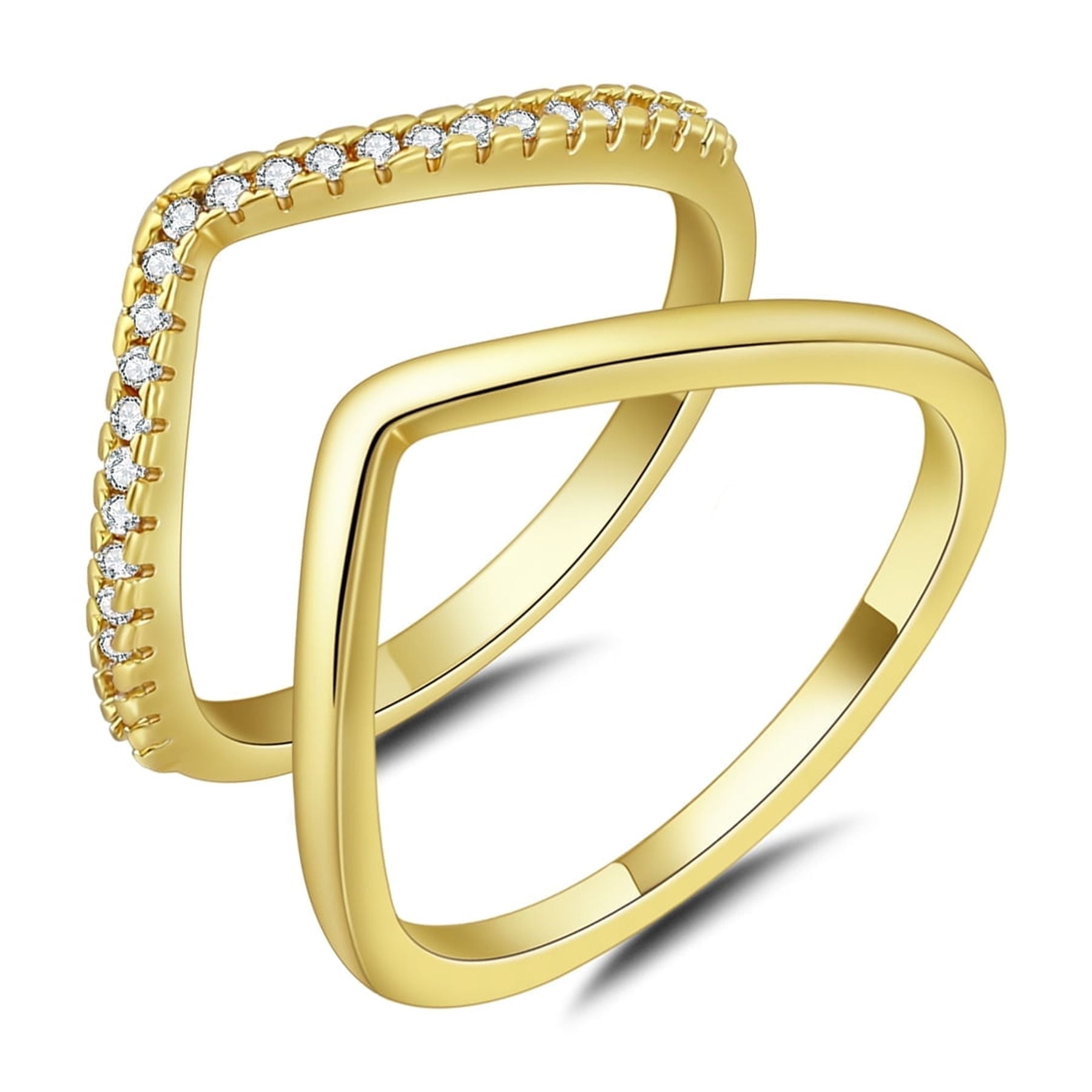 GOSFRY Gold Rings for Women Non Tarnish Stackable Cubic Zirconia Thumb ...