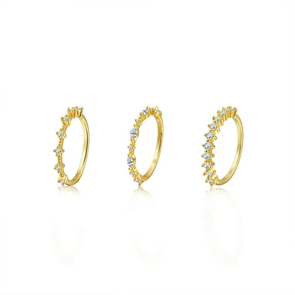 GOSFRY Gold Plated Rings for Women Non Tarnish Stackable Ring Set Cubic Zirconia Thumb Rings Eternity Promise for Woman Ring Size 6-10