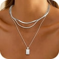 thumbnail image 1 of GOSFRY Gold/Silver Plated Necklace for Women Necklaces Dainty Layered Necklaces Simple Stackable Pendant Necklaces Herringbone Rope Chain Choker Jewelry, 1 of 12