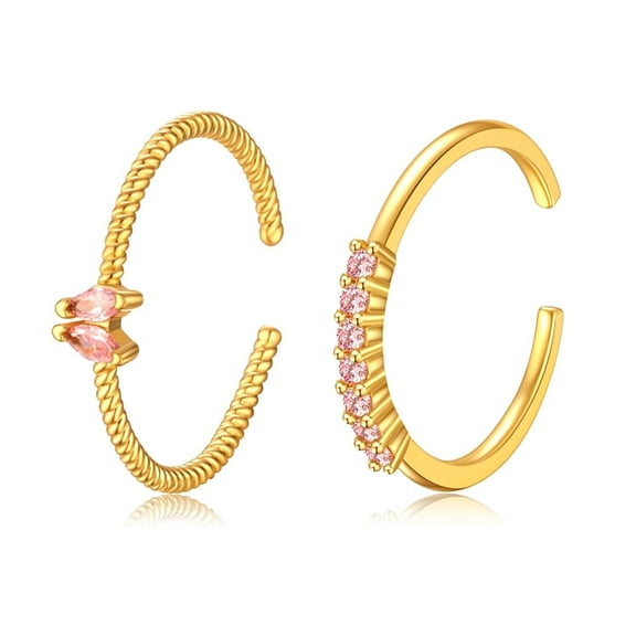 GOSFRY Gold Stackable Rings for Women CZ Rings Sparkling Lightweight Open Ring Fashion Jewelry Gifts