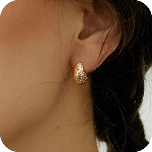 GOSFRY Hammered Teardrop Earrings Dainty Irregular Shape Hoop Earrings Lightweight Hypoallergenic Stud Earrings Fashion Jewelry for Women