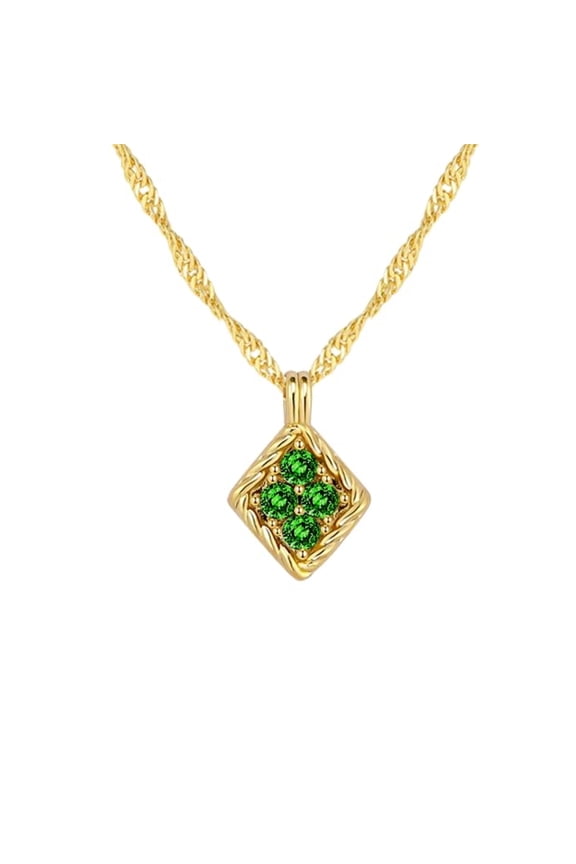 Birthday Stone Gold Plated Necklace for Women Simple Elegant Precise Colorful Birthday Month Zircon Necklace Daily Wear Party Travel Jewelry Gift