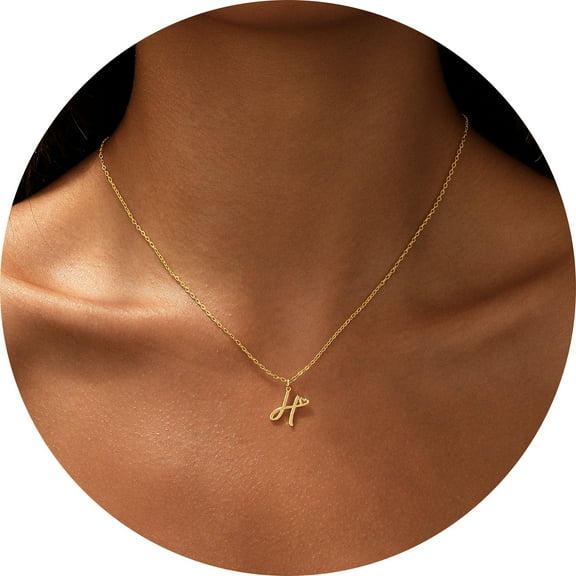 GOSFRY Initial Heart Necklaces for Women, Dainty 14K Gold Plated Letter Pendant A-Z Necklace Trendy Simple Cute Monogram Name Choker Necklace Jewelry Gifts