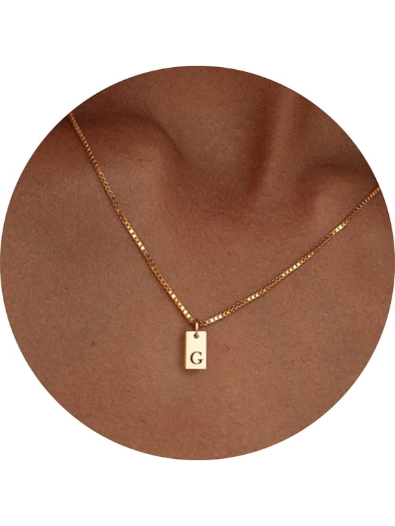 Initial Necklaces for Women 14K Gold Plated Name Tag Letter Dainty Personalized Initial Pendant Family Gifts Jewelry