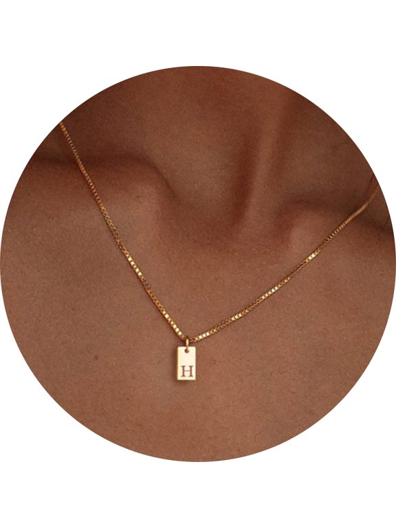 Initial Necklaces A-Z for Women 20K Gold Plated Name Tag Letter Dainty Personalized Initial Pendant Family Gifts Jewelry
