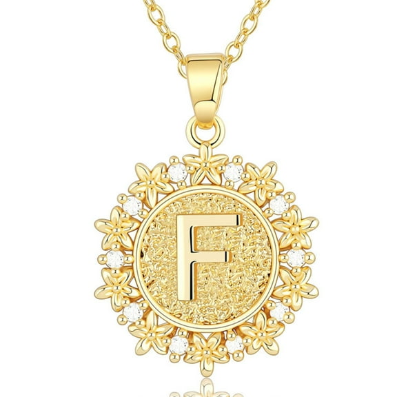 GOSFRY Gold Plated Initial Necklaces for Women Dainty Round Cubic Zirconia A-Z Pendant Name Necklaces Birthday Jewelry Gifts