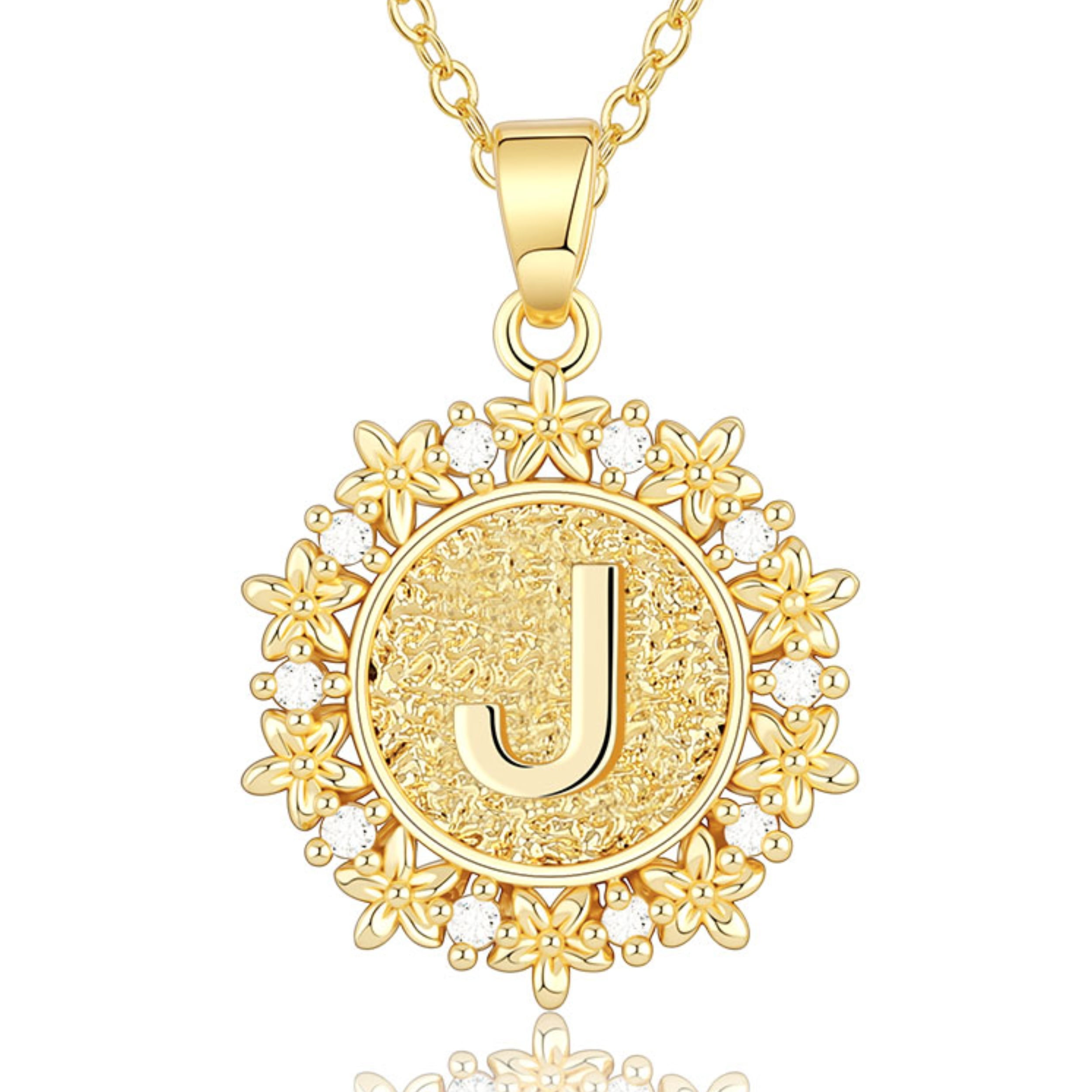 14K Gold Plated Initial Necklace With Cubic Zirconia – Dainty Letter Pendant Jewelry For Women
