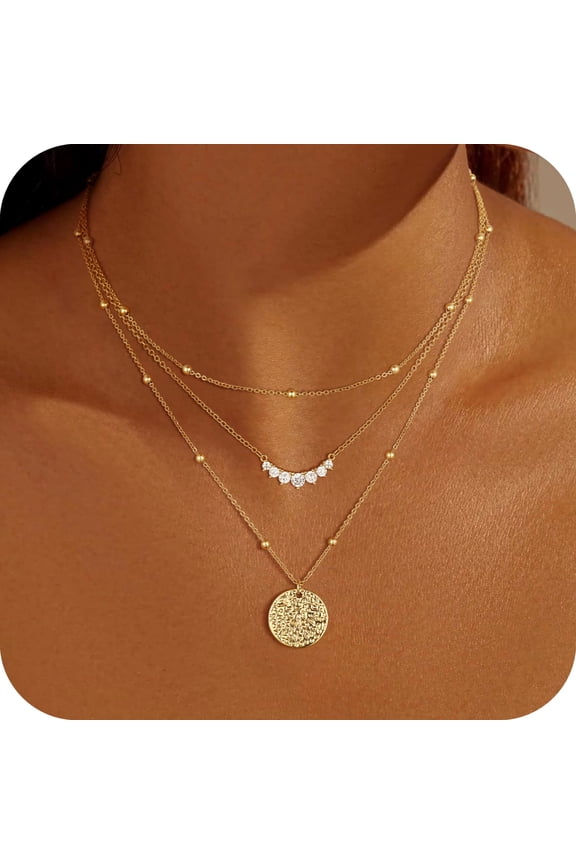 Layered Gold/Silver Plated Necklaces Stackable Stack 14K Real Gold Plated Silver Chain Layering Pendant Necklaces Fashionable Trendy Accessories for Graduation Wedding Jewelry Gifts