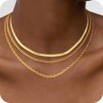 thumbnail image 1 of GOSFRY Layered Necklace for Women Dainty 14K Gold/Silver Plated Necklaces Trendy Herringbone Rope Chain Necklace Set Simple Stacked Choker Layering Jewelry Minimalist Gifts, 1 of 8