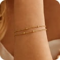 thumbnail image 1 of GOSFRY Minimalist Layered Rope Chain Satellite Bracelet 14K Gold Plated Cute Layering Twisted Rope Sphere Boho Bracelet For Women, 1 of 8