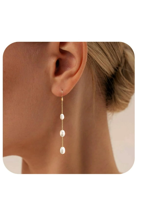 Pearl Earrings for Woman Dangle Aesthetic Dainty Pearl Drop EarringsTravel Party Wedding Jewelry Gift